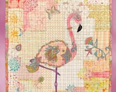 Collage Quilt, Pink Flamingo Butterfly