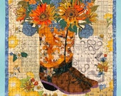 Collage Quilt, Sunflower Cowboy Boots