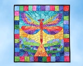 Quilted Wall Art, Stained Glass Dragonfly