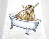 Bathroom Hand Towel, Highland Cow