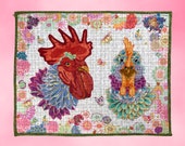 Quilted Wall Art, Rooster & Hen