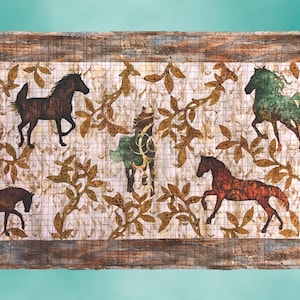Quilted Wall Art, Rustic Horse Friends