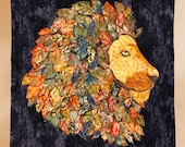 Quilted Wall Art, Majestic Lion (Leaves)