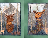Quilted Wall Art, Timber (Buck) and Nutmeg (Doe), Set of Two