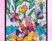Quilted Wall Art, Stained Glass Pop Flowers