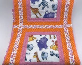 Crib Quilt, Purple Elephant