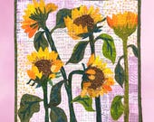 Quilted Wall Art, Cornflowers