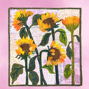 Quilted Wall Art, Cornflowers