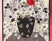 Quilted Wall Art, Black & White Botanical