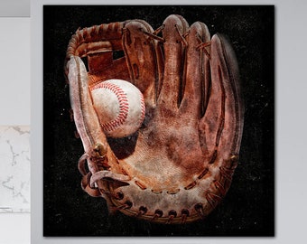 Baseball Glove Wall Print Custom Baseball Wall Art Customized Sports Nursery Room Decor Baseball Glove with Ball Photo Print for interior