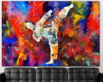 Karate Player Art Poster Print Colorful Karate Wall Art Illustration Colorful Karate Art Painting Karate Training Print Karate Lovers Gift