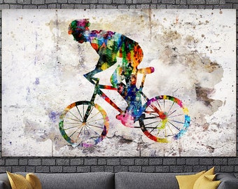 Bicicleta Pared Arte Deporte Lienzo Arte Abstracto Ciclismo Arte Olímpico Impresión de pared Impresión deportiva Bicicleta Arte de pared Motivacional Lienzo de pared Arte Decoración de la sala