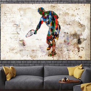 Tennis Wall Art Abstract Tennis Canvas Print Sport Print Tennis Player Gift Tennis Painting Modern Sport Decor Wall Art Multi Panel Print