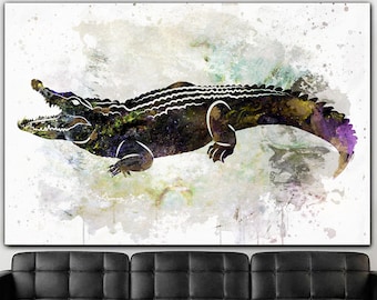 Abstraktes Krokodil Leinwanddruck: Reptilien Wandkunst für Menschenhöhle