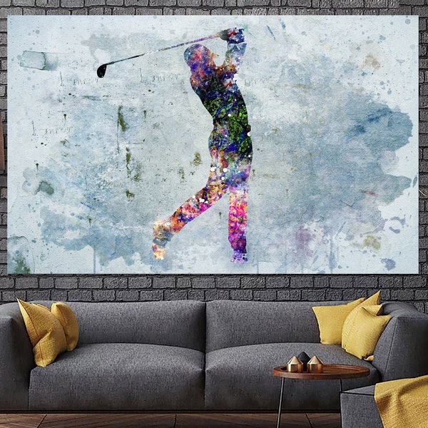 Abstract Golf Player Poster Canvas Golf Player Silhouette Wall Art Multi Panel Print Golf Player Print Gift for Men Sport Motivation Poster