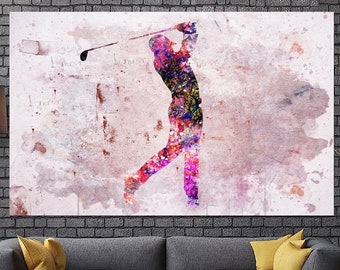 Abstract Golfer Poster on Canvas Golf Player Poster Silhouette Wall Art Multi Panel Print Sport Motivation Poster Golf Wall Art Canvas