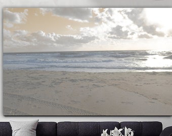 Abstracto Seascape Canvas Wall Art Ocean Multi Panel Print Modern Sea Horizon Art Beige Photo Wall Art Creative Indie Room Decoration