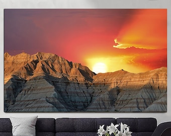 Large Mountains Wall Art Canvas Sunset Print Landscape Poster Multi Panel Wall Art Nature Photo Poster for Aesthetic Room Decor