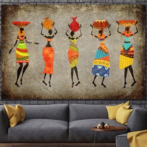 Afrikanische Frauen Leinwanddruck: Multi Panel Ethnische Wandkunst