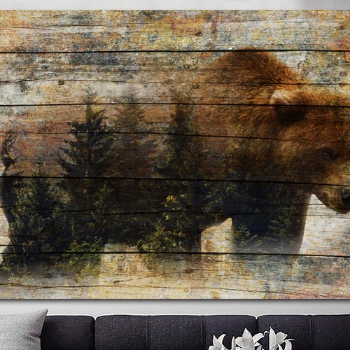 Grizzly Bear Wall Art Abstract shops Bear Print Wild Animals Multi Panel Print Grizzly Wall Art Wild Nature Wood Style Background Print Wall Decor