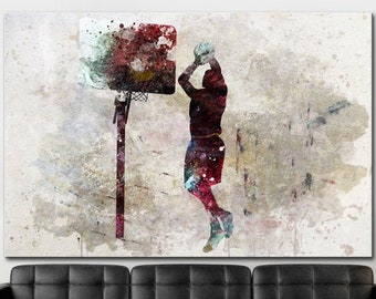 Basketball Wandkunst Basketball Spieler Druck Original abstrakte Sport Druck auf Leinwand Basketballer Gemälde zeitgenössische Wandkunst Dekor