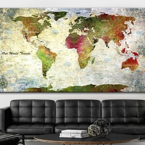 Moderne Wereldkaart Wal Art Multi Panel Print Oude Stijl Wereldkaart Muur Ptint Educatief Decor Reiskaart Afdrukken voor Woonkamer Muur Decor
