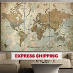 Mapas mundi em tela grande mapa mundi pôster grande mapa mundi arte de parede impressões bege sala de jantar arte de parede decoração de parede de casa impressões de arte de parede presentes