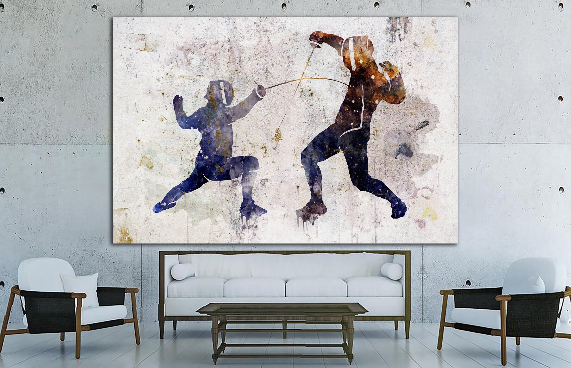 Fencing Canvas Art: Abstract Fencers Print, Sport Wall Decor - Etsy