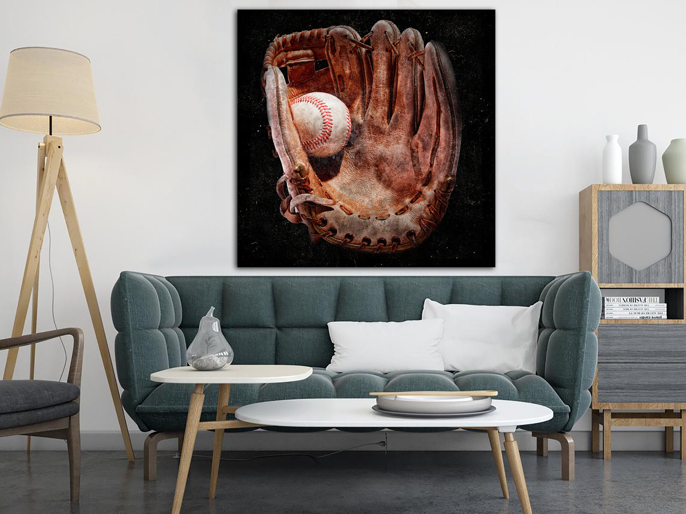Baseball Glove Wall Print Custom Baseball Wall Art Customized Etsy