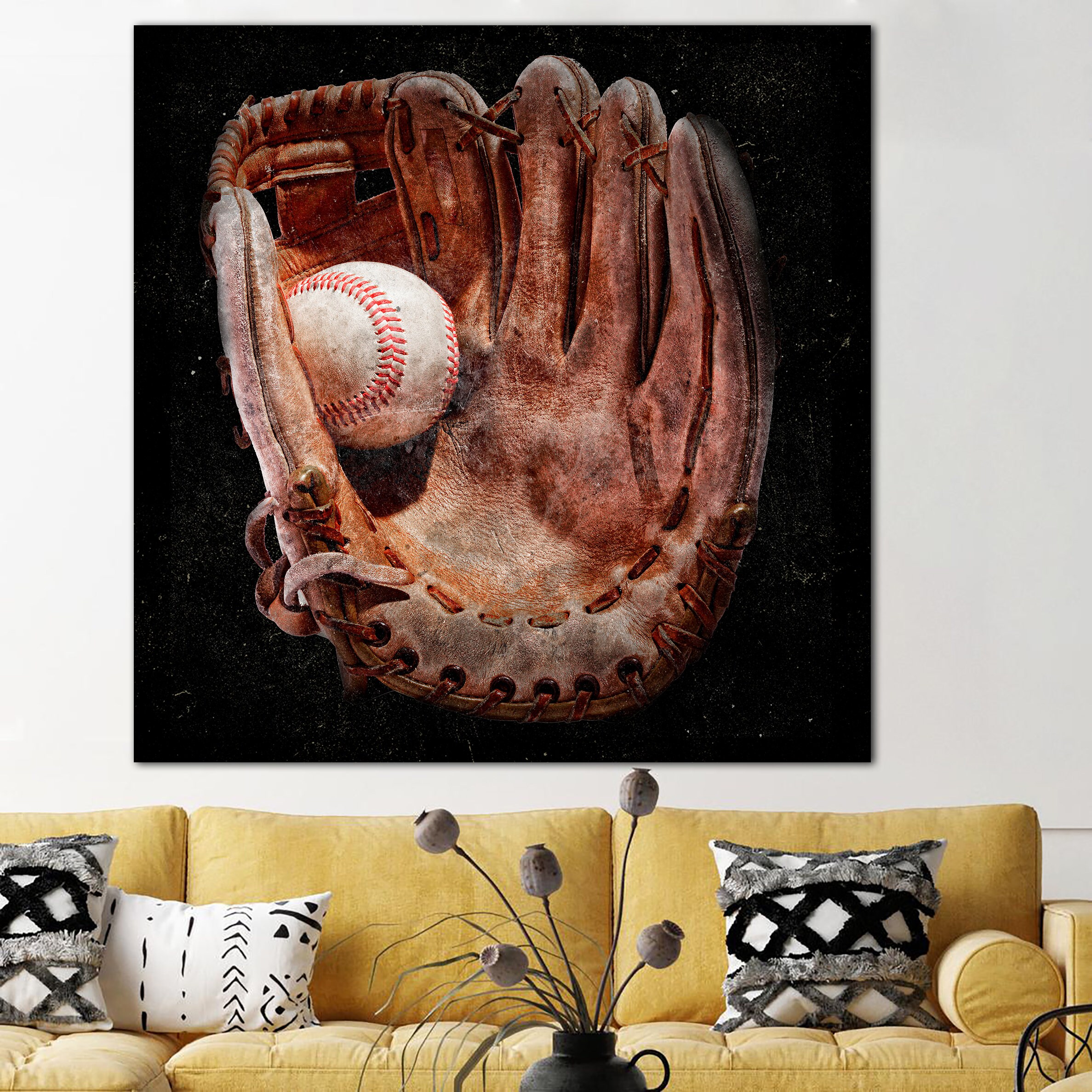 Baseball Glove Wall Print Custom Baseball Wall Art Customized Etsy