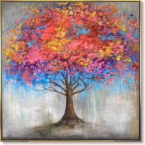Bunter Baum - Abstrakte Herbst Wandkunst auf Leinwand