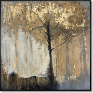 Abstract Gold Tree Painting: Textured Nature Wall Art (40x40&quot;)
