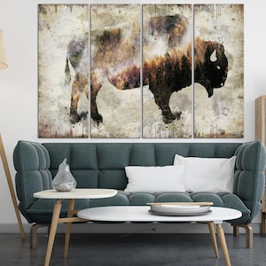 Bison Artwork Buffalo Canvas Art Print Rustic Home Decor Wild Animal Picture On Canvas Bison Wall Art Home Decor Printed Wall Hangings image 3