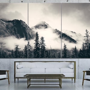 Mountains Canvas Black And White Mountains Wall Art Large Mountain Photo Landscape Art Nature Photography Print Multi Panel Wall Art image 2