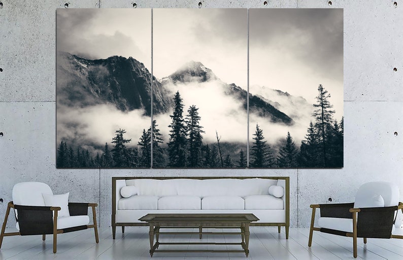 Mountains Canvas Black And White Mountains Wall Art Large Mountain Photo Landscape Art Nature Photography Print Multi Panel Wall Art image 2