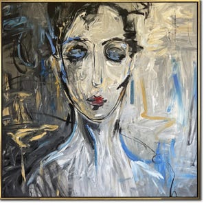 Portrait Painting Original Oil Painting Modern Wall Art Textured Artwork Abstract Female Artwork Bedroom Decor  Living Room Decor 46x46&quot;