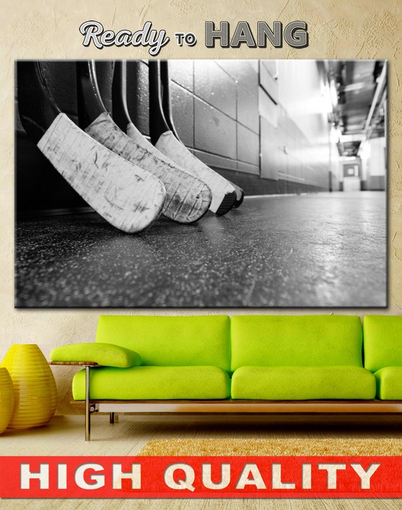 Hockey Canvas Hockey Wall Art Black And White Print Etsy