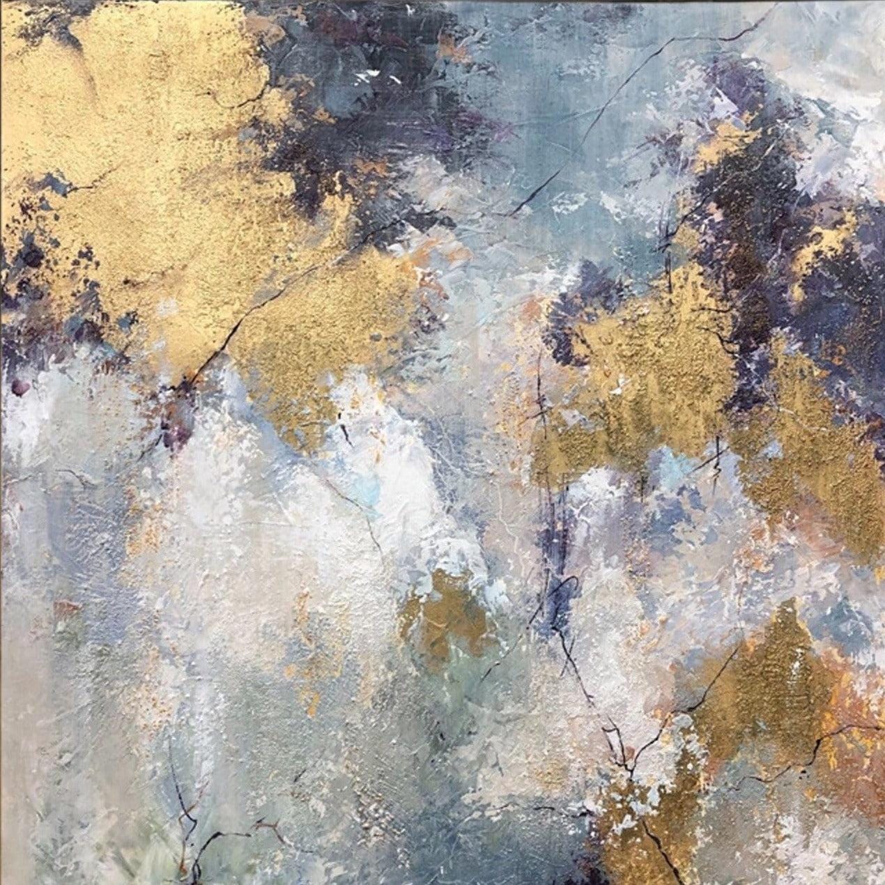Large Gold Leaf Abstract Painting – Textured Modern Wall Art on Canvas ...