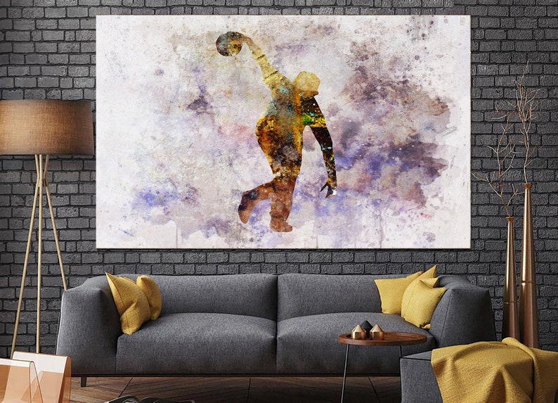 Discus Thrower Canvas Print Track and Field Wall Decor Sport Kunst Track and Field Cadeau voor hem Discus Wall Art Aquarel Sport Kamer Decor afbeelding 1