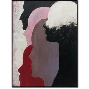 Pintura de silueta minimalista moderna con caras abstractas