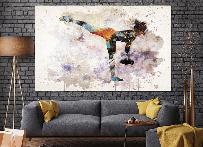 Workout Girl Print Dumbbell WAll Art Gym Fitness Girl Gym Home decor Training Room Wall Art Sport Artwork Fitness Lady with Dumbbell Canvas image 1