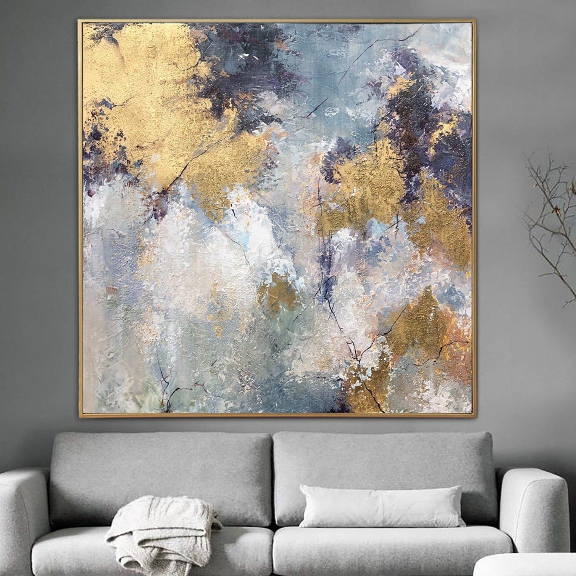 Large Gold Leaf Abstract Painting – Textured Modern Wall Art on Canvas ...