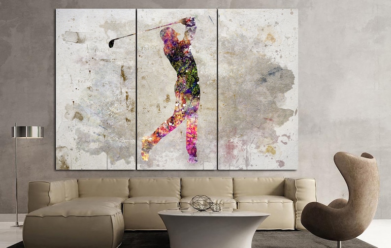 Golf Wall Art Abstract Golf Player Canvas Print Sport Success Etsy