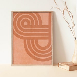 70s Print, rainbow print, 70s wall art, terracotta Poster, red retro Print, Retro Print, retro terracotta Wall Art