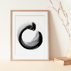 Enso Zen Circle Print, Yoga, Zen painting, karma, blue wall art, Print, motivation, house wall decor, instant printable