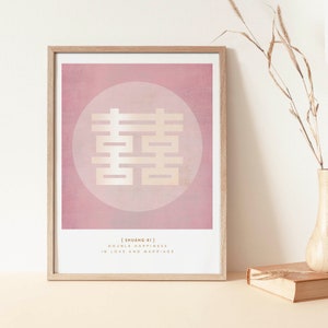 Wedding gift, Feng Shui Love, Double Happiness, Chinese Symbol, Double Happiness Feng Shui, printable
