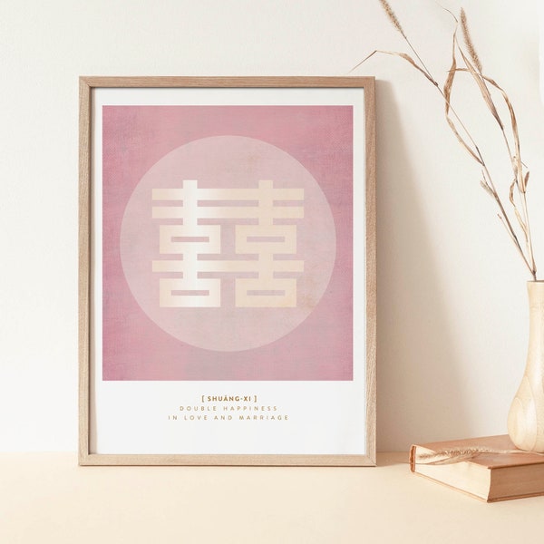 Wedding gift, Feng Shui Love, Double Happiness, Chinese Symbol, Double Happiness Feng Shui, printable