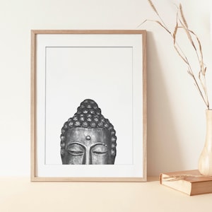 Buddha Statue, Boho decor, Boho wall art print, printable art, black and white art, yoga gift for her, Poster, Buddha wall art