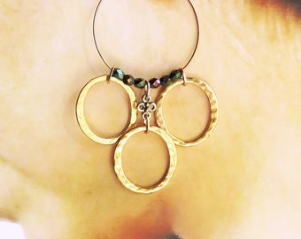 chunky gold boho hoop beaded earrings - BO619