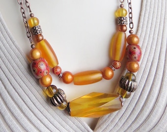 colorful chunky bib large beaded necklace - CO148